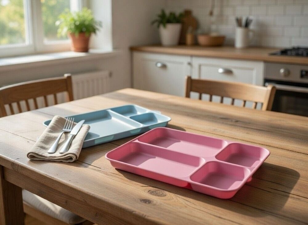 Tupperware Divided Food Lunch Trays Set of 2 Pastel Translucent Colors #1535